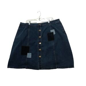 Harper Liv Women Denim Pencil Skirt 22 Patch work Botton Front Closure Pockets